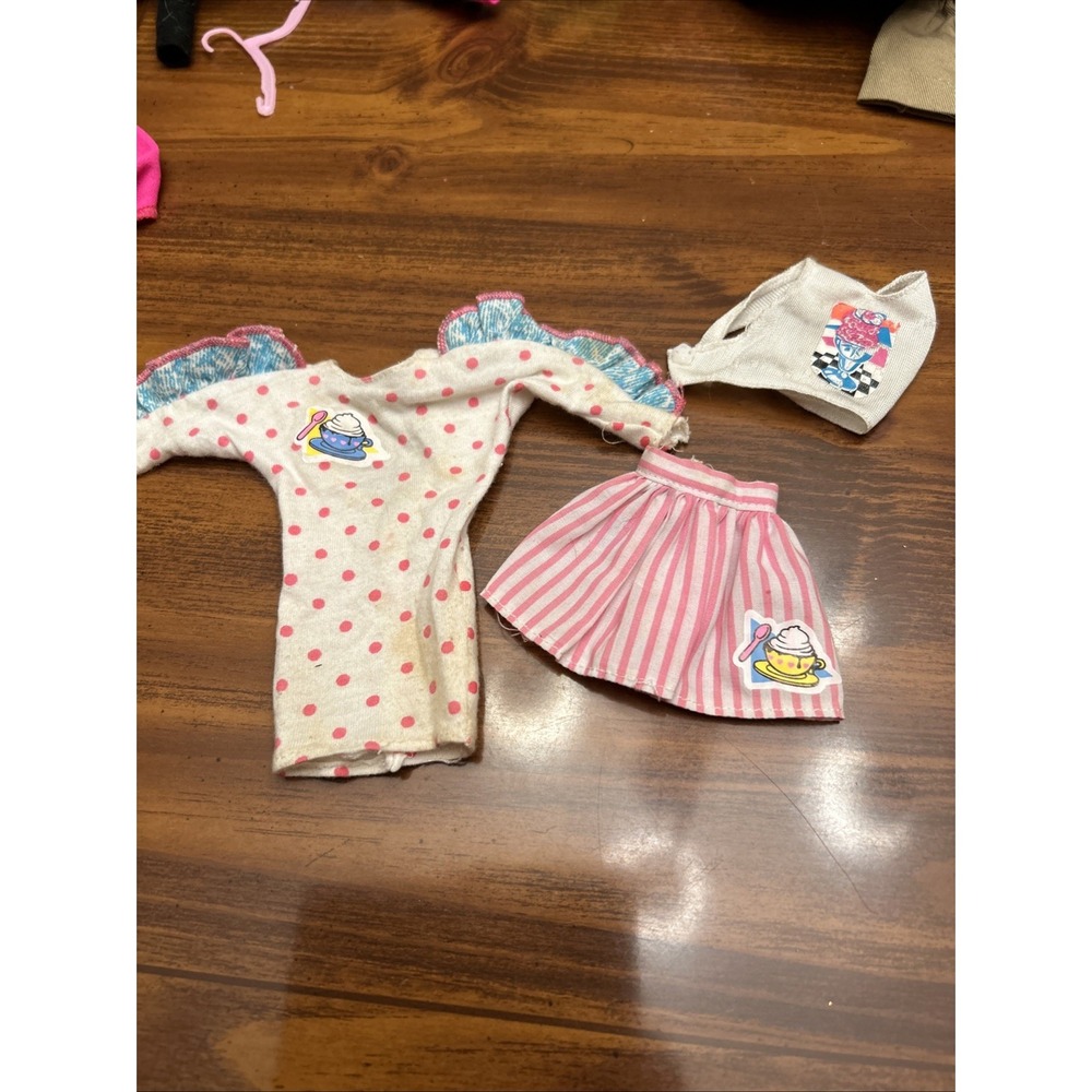 1990's Pink‎ White Stripe Skirt Dress Top Barbie Doll Set